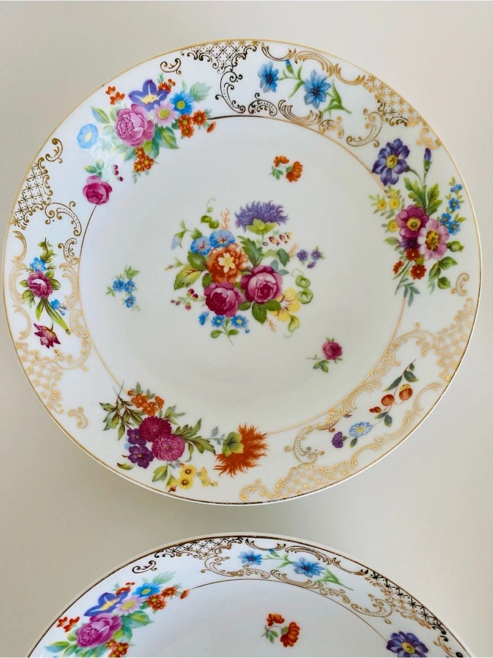 Kongo Japan Floral Bowl Set 4 Hand Painted Porcelain Romance Gold Trim Vintage